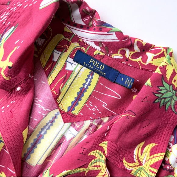 Polo Ralph Lauren Hawaiian Print Tea Dress Red Size 8 - Picture 10 of 16